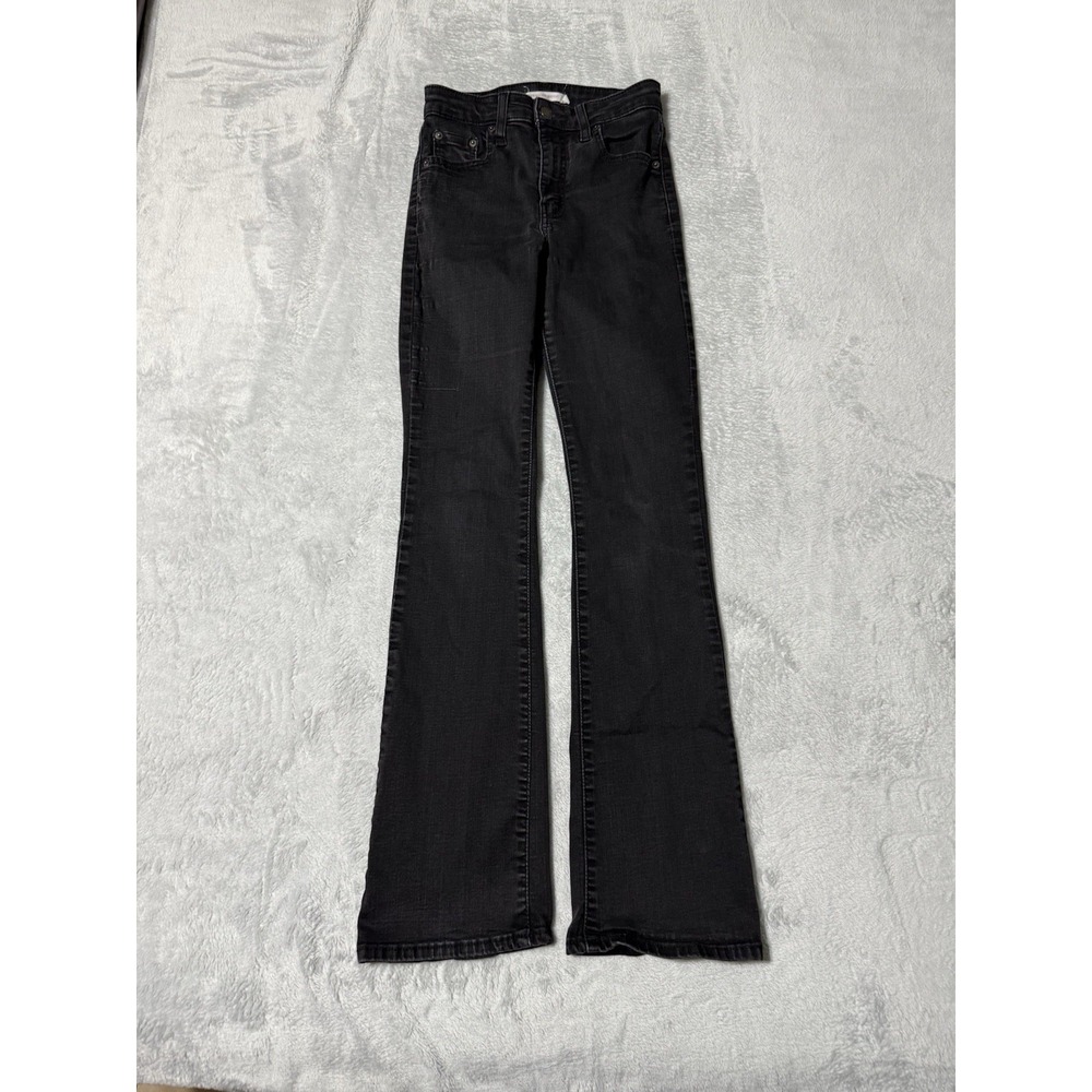 Levis 725 Jeans‎ Womens 23 Black Bootcut High Rise Dark Wash Stretch 23x29.5